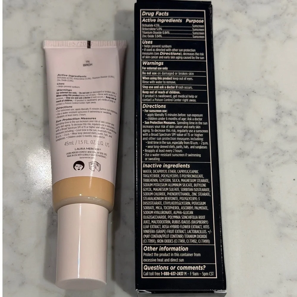 Laura Mercier Tinted Moisturizer Natural Dewy SPF 30 1N Birch 1.5oz NIB